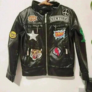 Lola & the Boys Patchwork Vegan Leather Boys Jacket 2T‎